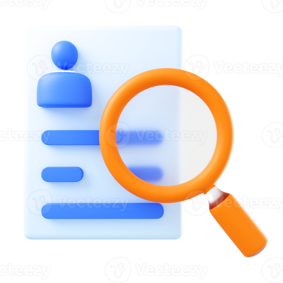 Employee recruitment and data verification, 3D illustrations png