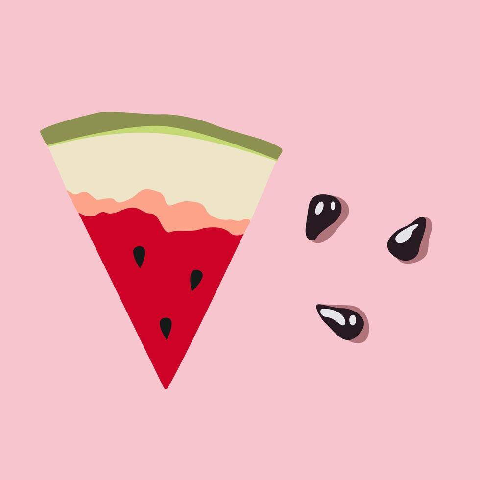 World watermelon day. National watermelon day poster. Slices of juicy watermelon with black seeds on a pink background. flat watermelon illustration. Summer fruits vector