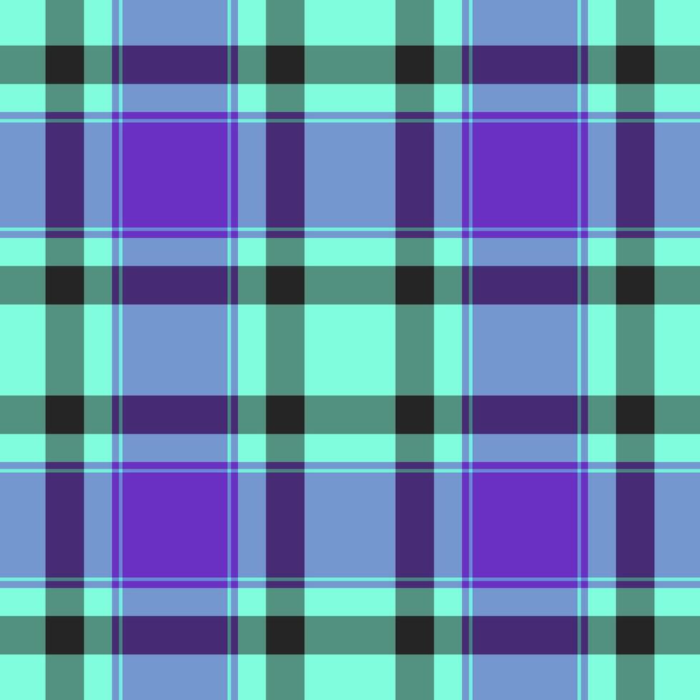 Tidy check background, micro plaid tartan textile. Vogue pattern texture fabric seamless in teal and blue colors. vector