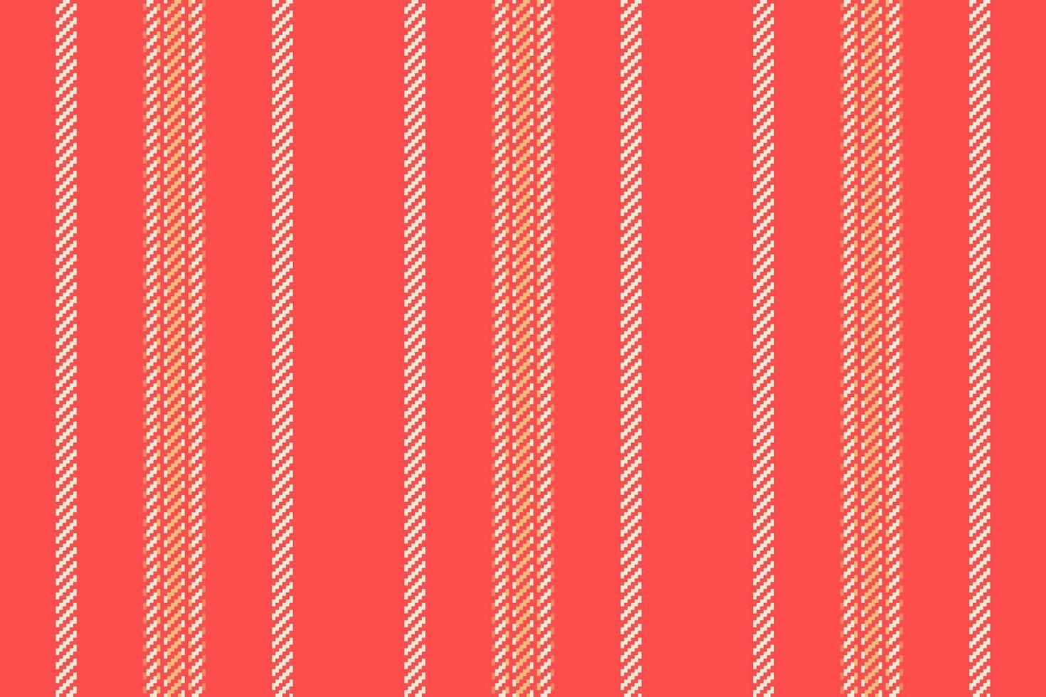 Old-fashioned pattern fabric, 20s vertical textile stripe. Delicate seamless texture background lines in red and antique white colors. vector