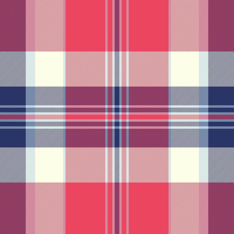 Many seamless tartan pattern, sparse fabric plaid textile. Irish background check texture in light and red colors. vector