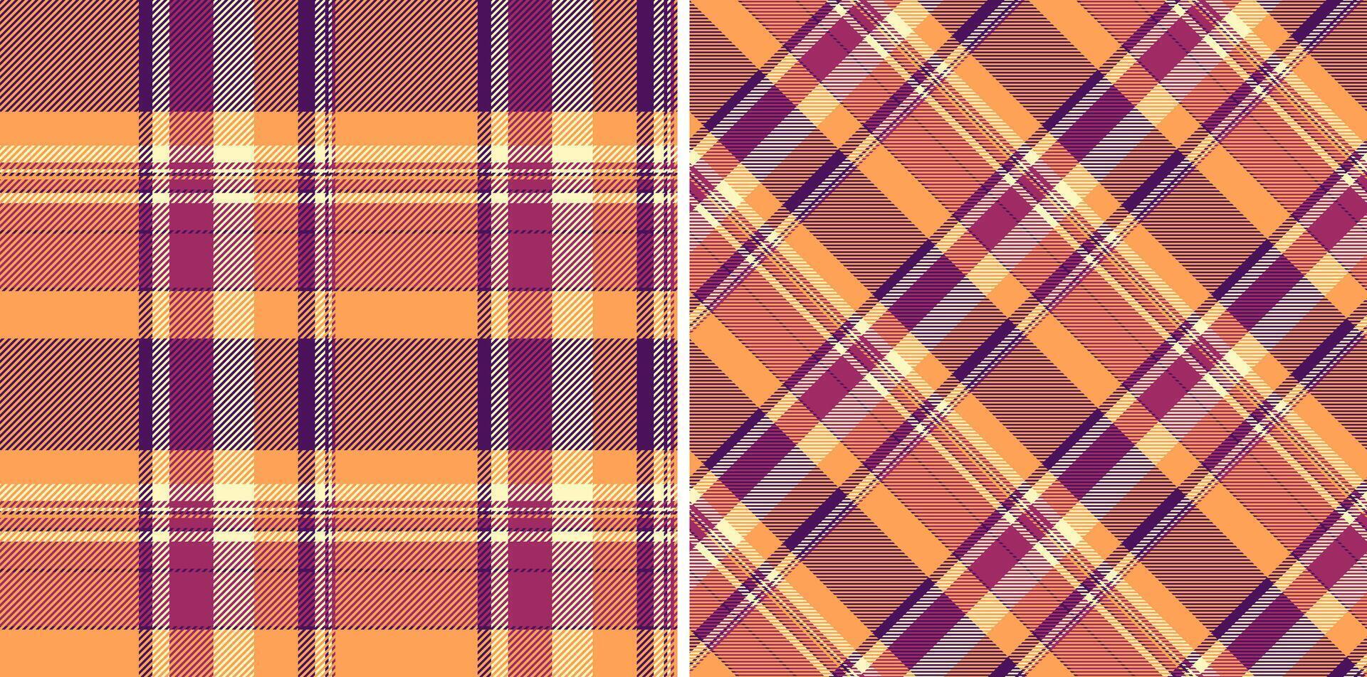 Fabric seamless textile of background check plaid with a texture pattern tartan. Set in halloween colors. Fashion bandanas for a cool style. vector