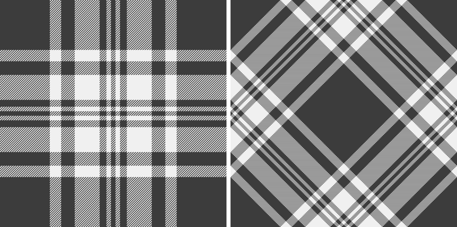Plaid check fabric of background seamless with a textile tartan pattern texture. Set in monochrome colors. Modern rug designs for home decor. vector