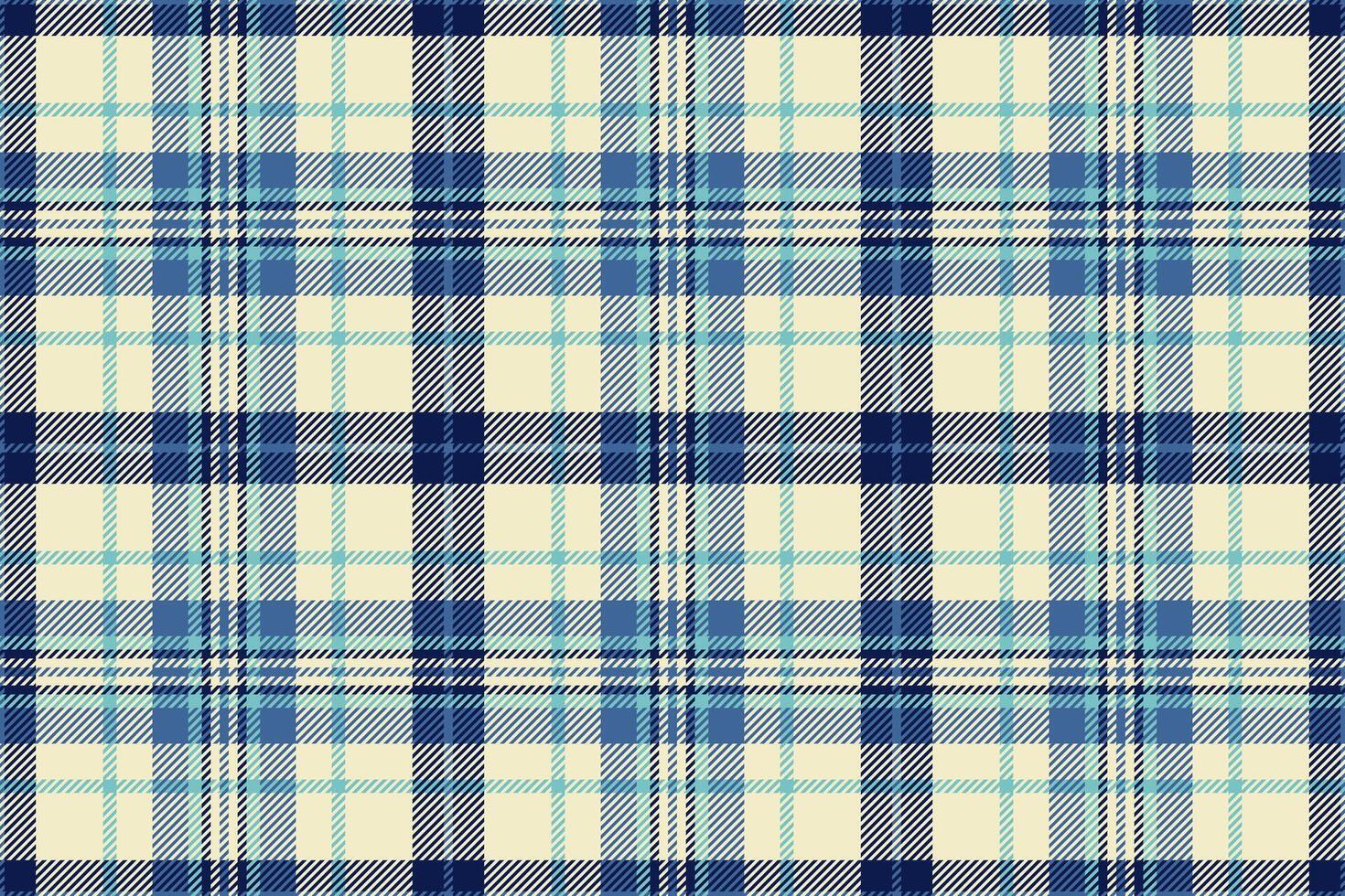 Folk check textile plaid, aged texture background. 70s fabric tartan pattern seamless in light and blue colors. vector