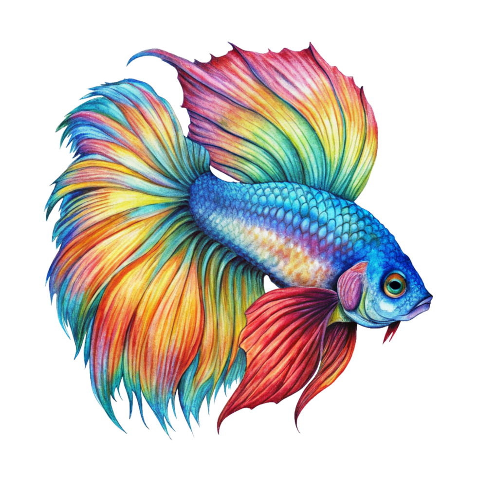 Colorful Betta Fish Hand Drawn Image png