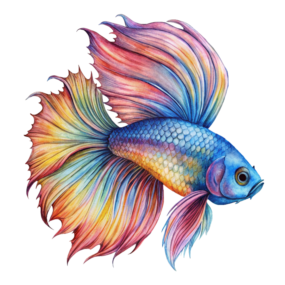 Colorful Betta Fish Hand Drawn Graphic png