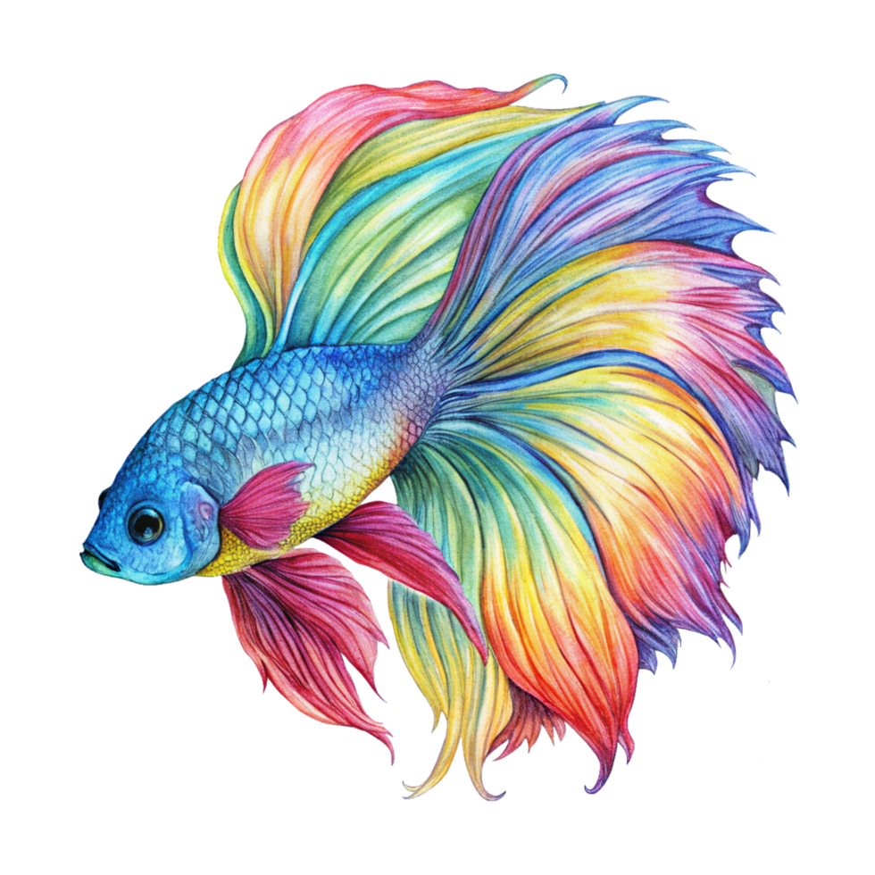 Colorful Betta Fish Hand Drawn Character png