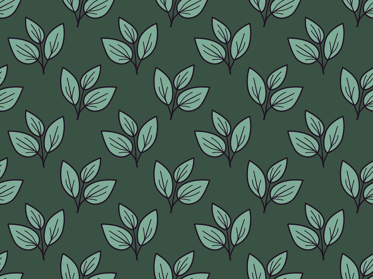 Hand drawn floral pattern design. Simple ornament with plant and leaf. vector