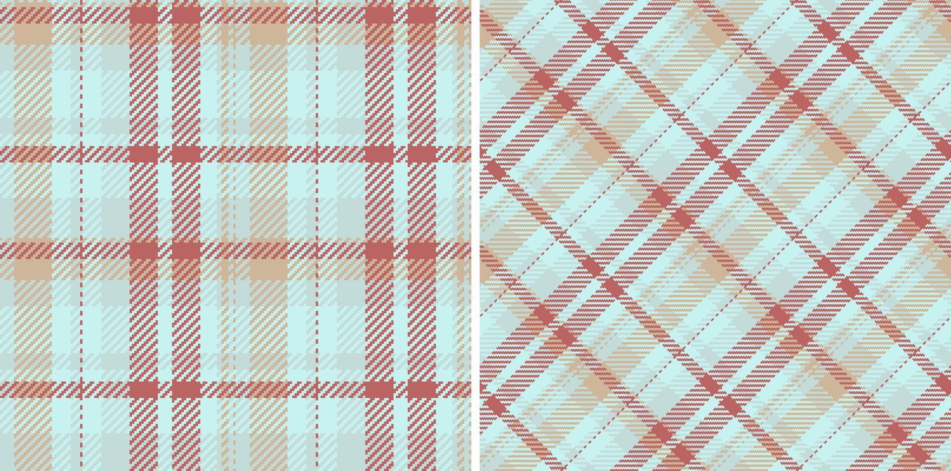 plaid fabric of pattern textile texture with a tartan background check seamless. Set in retro colors. Stylish gingham patterns for clothing. vector