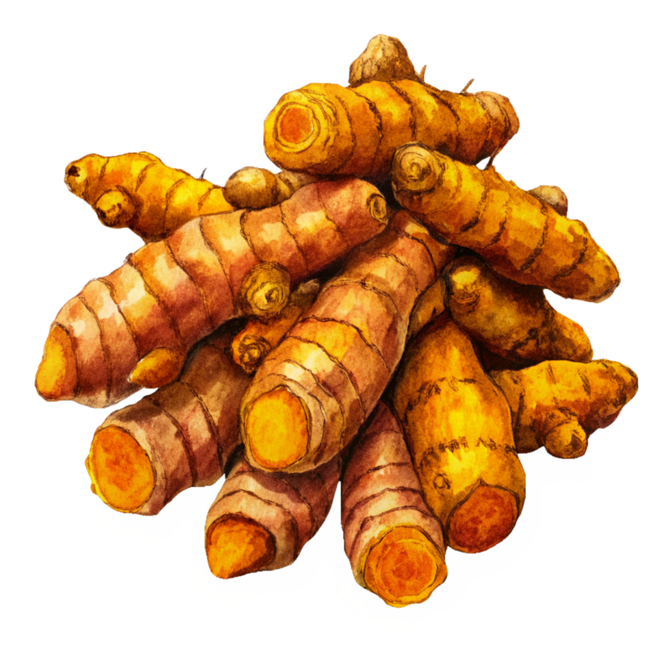 A Pile of Turmeric Root Hand Drawn png