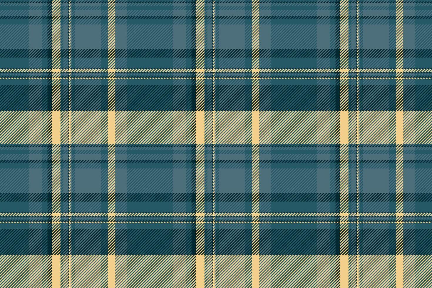 Editable pattern fabric texture, iconic textile tartan plaid. Thanksgiving check seamless background in cyan and dark colors. vector