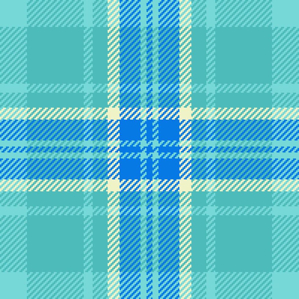 Bandana background textile check, realistic texture plaid. Womens fashion tartan pattern seamless fabric in teal and cyan colors. vector