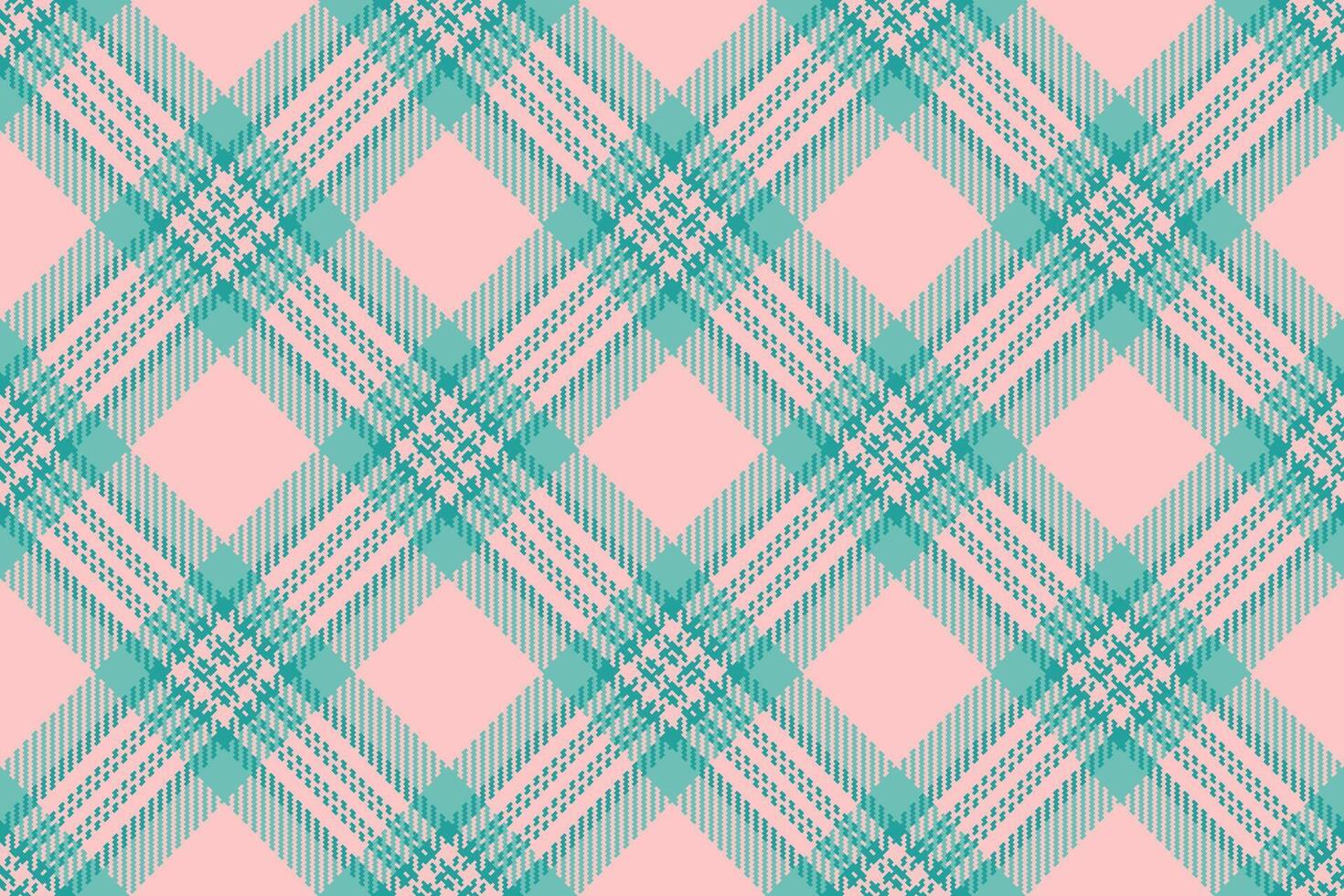 1970s texture fabric background, tattersall plaid textile tartan. Bag check seamless pattern in teal and light colors. vector