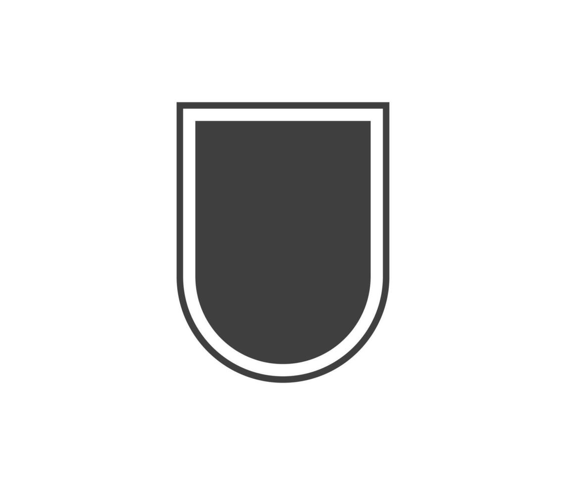 Shield black and white logo. Guarantee, insignia and guard symbol. Security icon vector