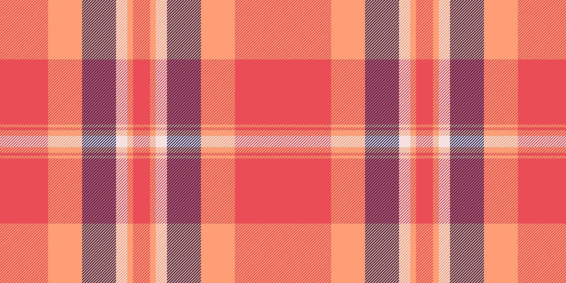 Relief background textile check, sensual tartan pattern plaid. Harmony seamless fabric texture in light salmon and red colors. vector