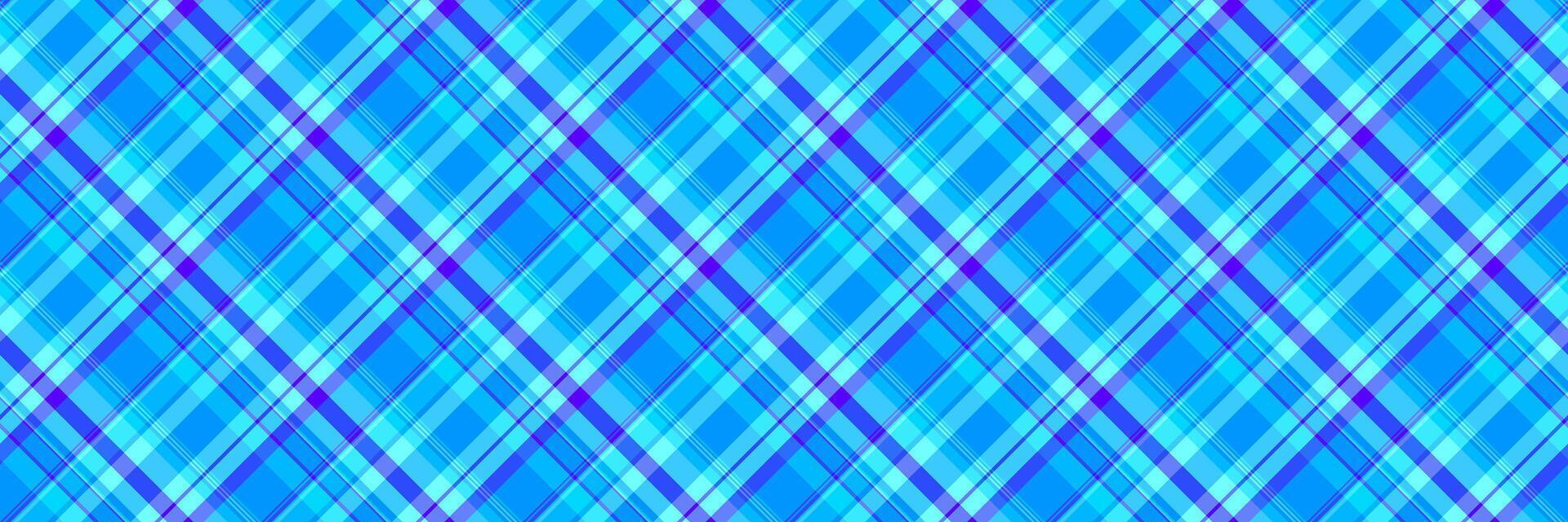 Guy check texture seamless, chequered textile plaid background. Party pattern tartan fabric in bright and cyan colors. vector