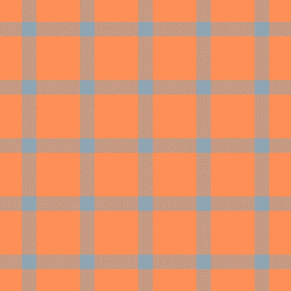 Grid texture fabric, ceremony check background pattern. Graphic tartan seamless textile plaid in orange and pastel colors. vector