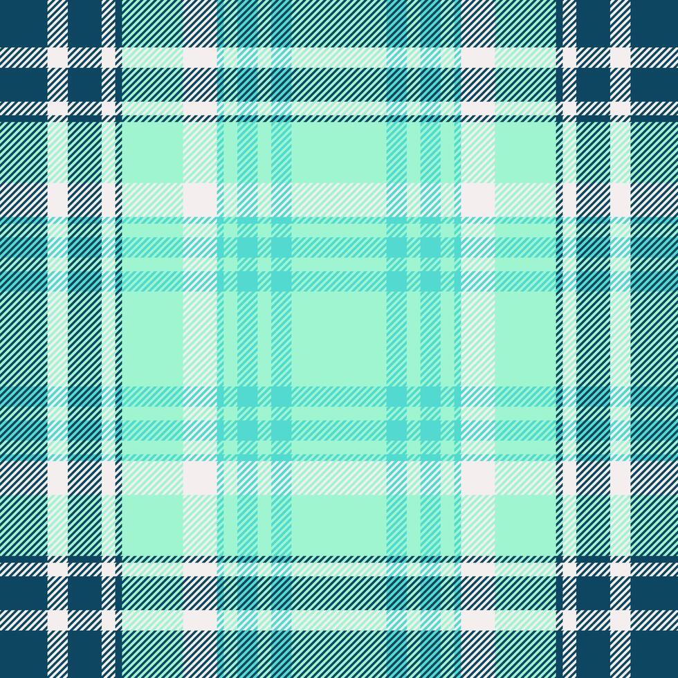 Customer plaid background tartan, frame textile fabric. Store texture pattern check seamless in mint and cyan colors. vector