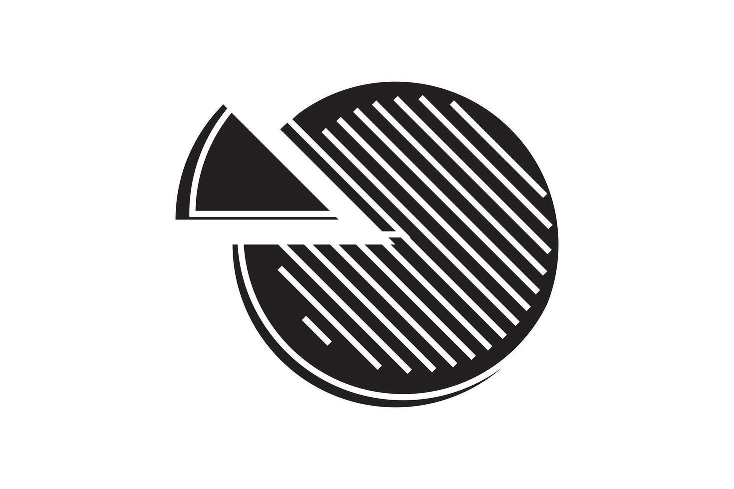 Round graphic fraction circle shape element. Geometric diagram division section icon. vector