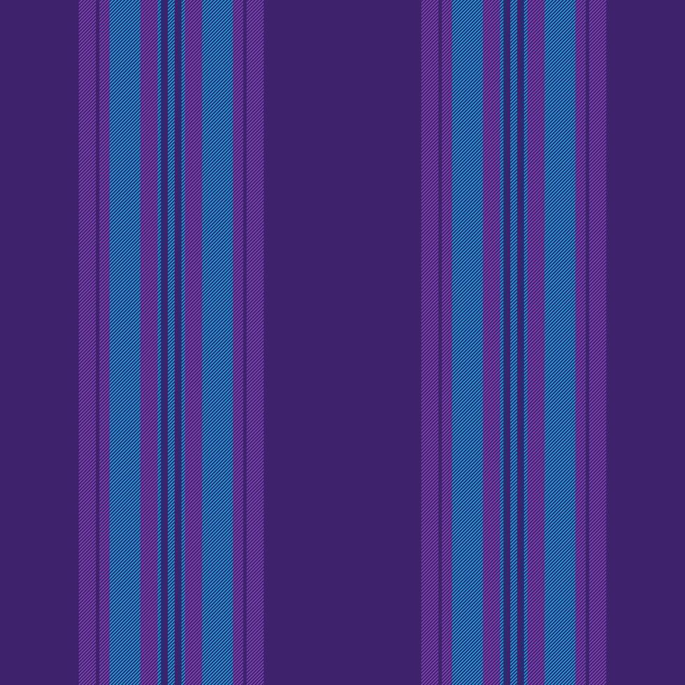 King lines textile vertical, cover seamless fabric stripe. Bedroom background texture pattern in violet and cyan colors. vector