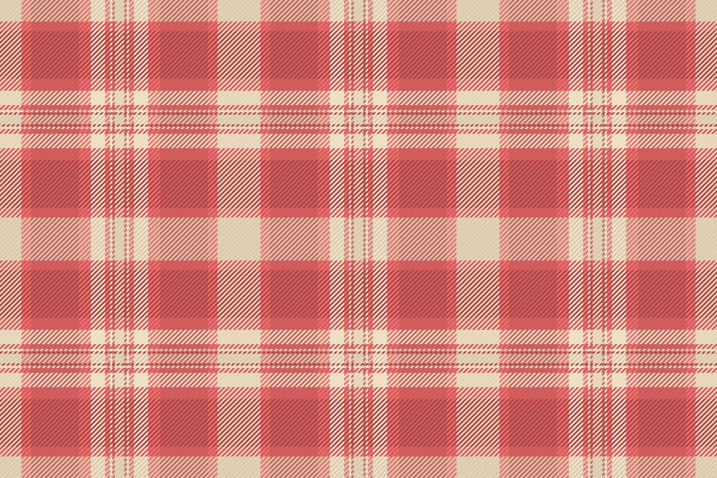Grid seamless background, living room check texture plaid. Bed fabric tartan textile pattern in red and light colors. vector