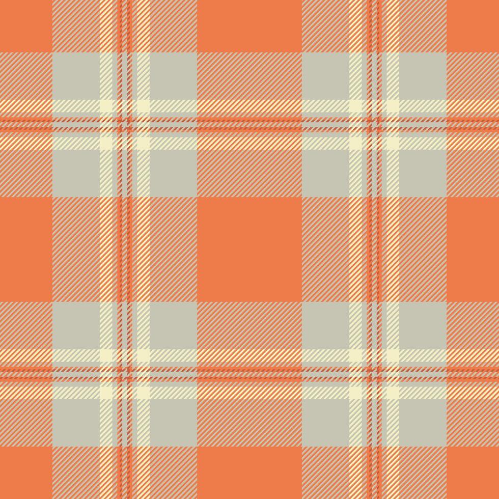 Custom tartan textile check, stroke fabric background pattern. Thanksgiving seamless texture plaid in pastel and orange colors. vector