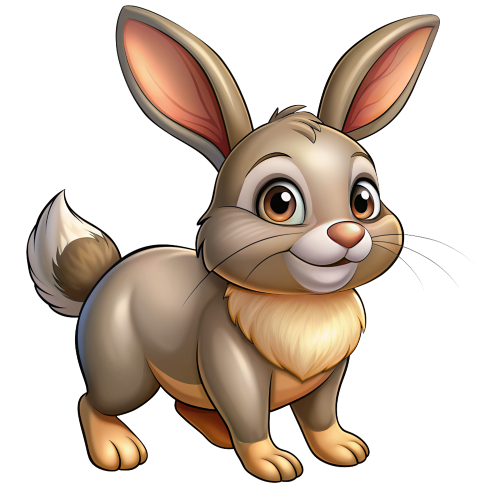 Cute Cartoon Curious Rabbit Looking Up Style png