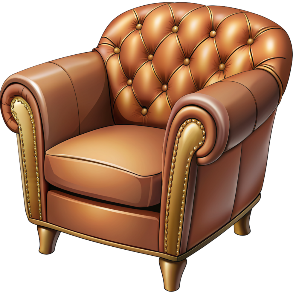 Sofa with Button Tufted Cartoon Illustration png
