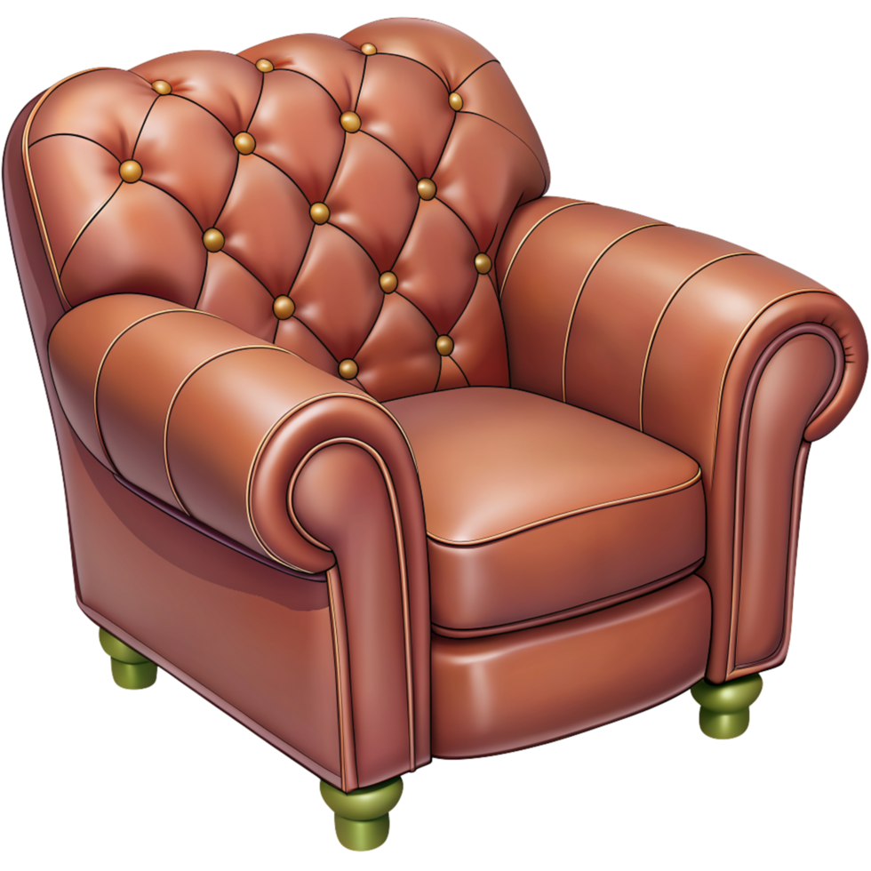 Sofa with Button Tufted Cartoon Item png