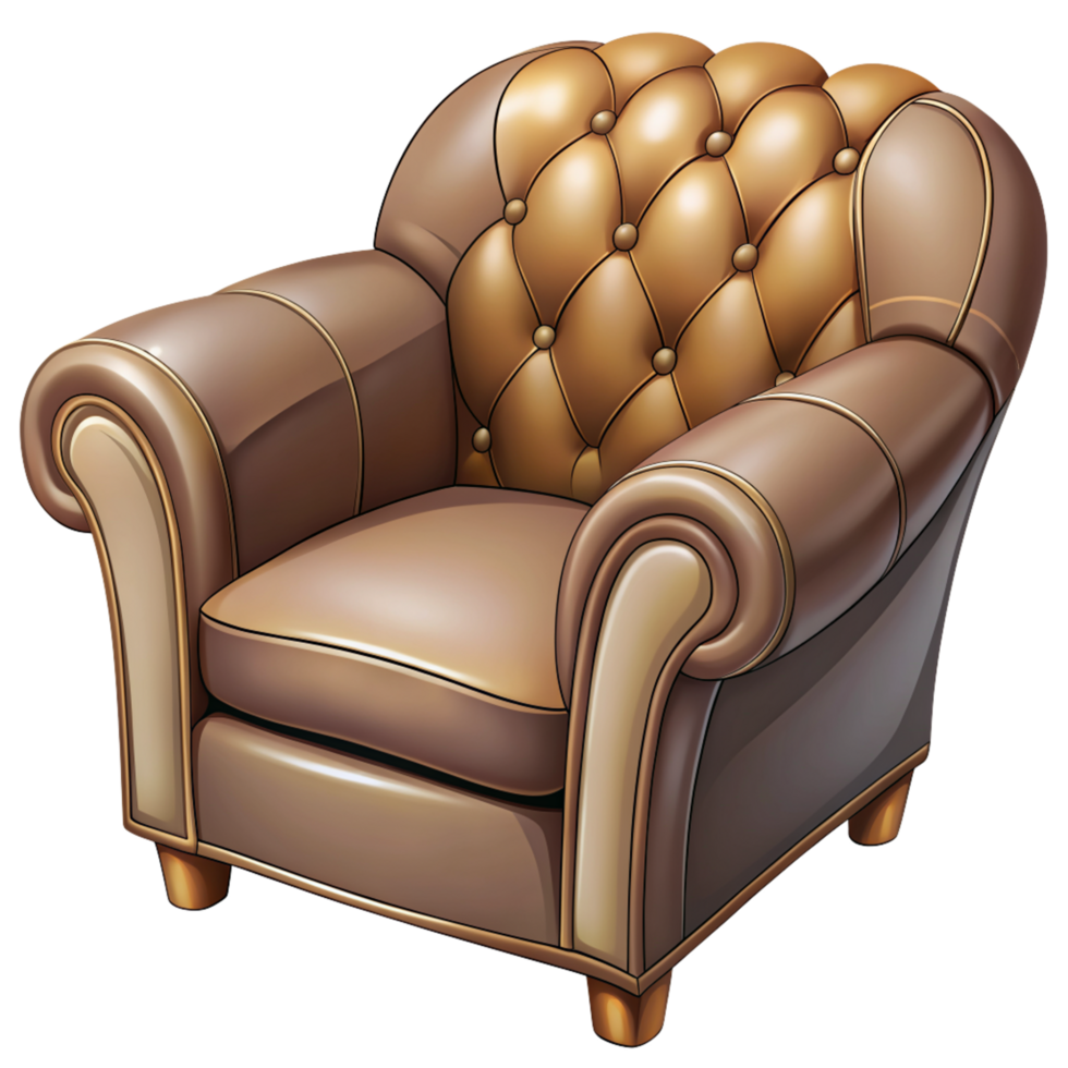 Sofa with Button Tufted Cartoon Style png