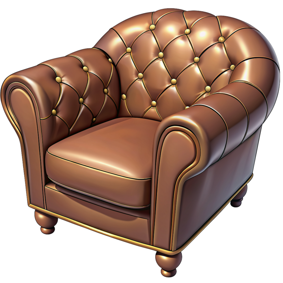 Sofa with Button Tufted Cartoon Concept png