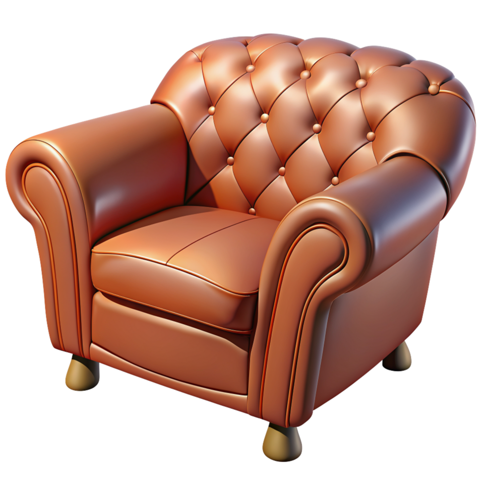 Sofa with Button Tufted Cartoon Graphic png