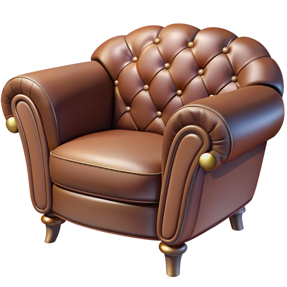 Sofa with Button Tufted Cartoon png