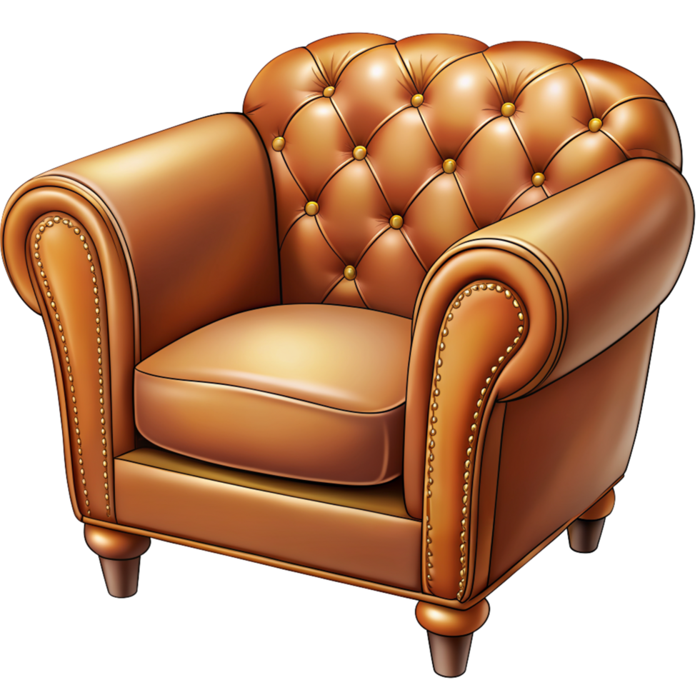 Sofa with Button Tufted Cartoon Object png