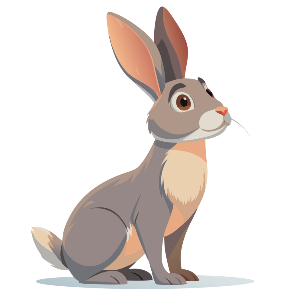 Flat Design Curious Rabbit Looking Up Design png