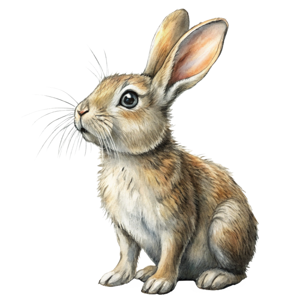 Hand Drawn Curious Rabbit Looking Up Mascot png