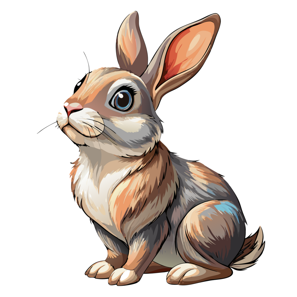 Illustration Art Curious Rabbit Looking Up Concept png