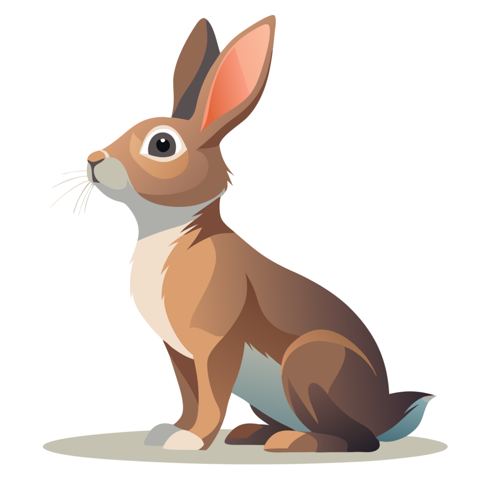 Flat Design Curious Rabbit Looking Up Illustration png