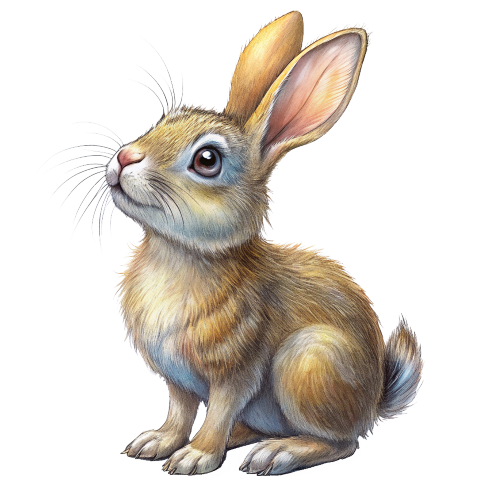 Curious Rabbit Looking Up Hand Drawn Image png