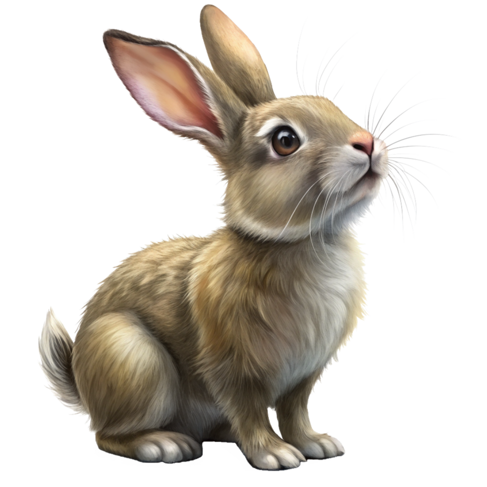 Realistic Curious Rabbit Looking Up Image Art png