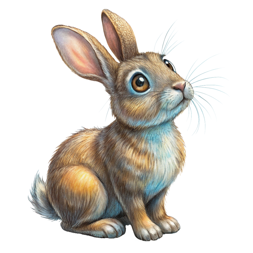 Curious Rabbit Looking Up Hand Drawn Character png