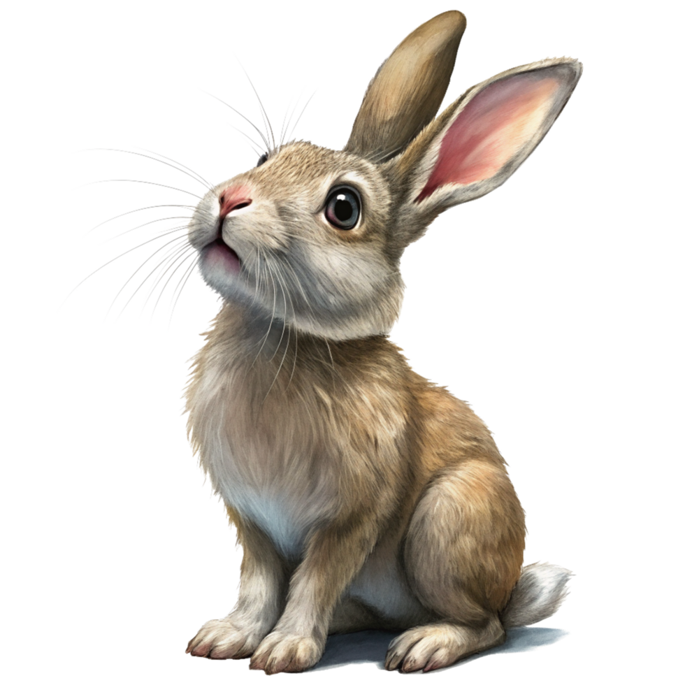 Realistic Curious Rabbit Looking Up Image Design png
