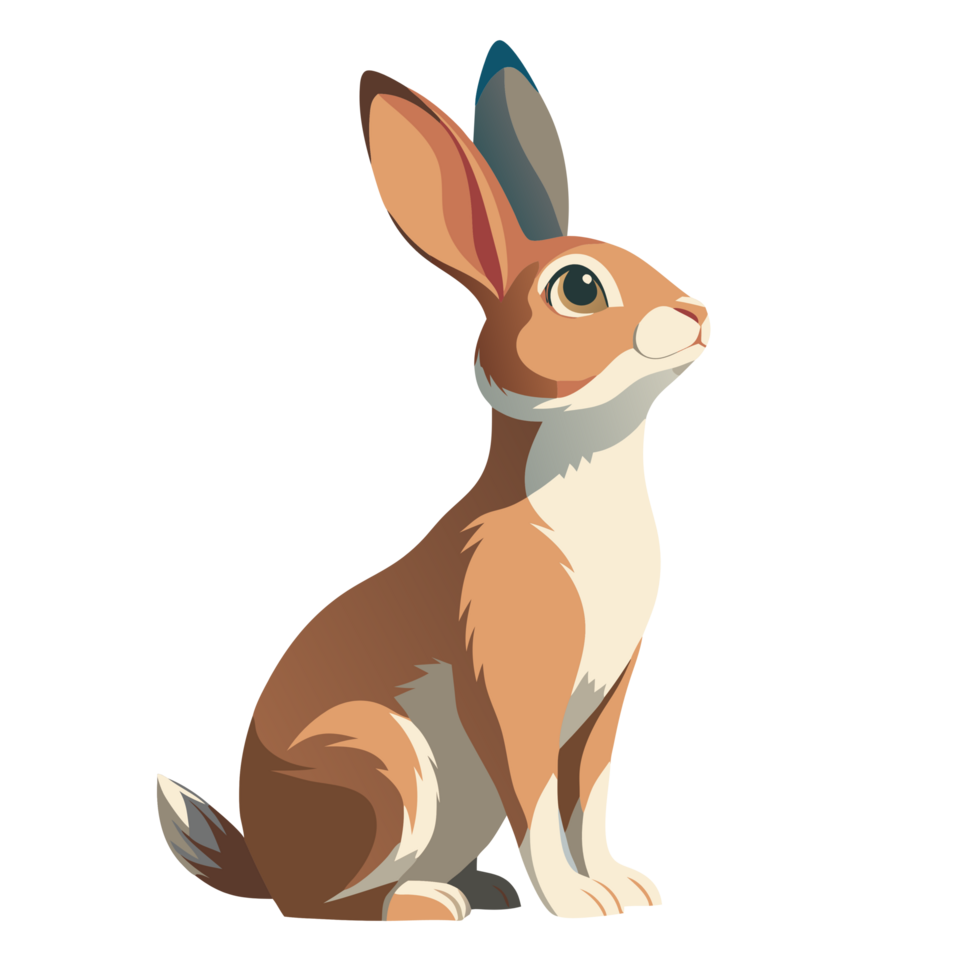 Flat Design Curious Rabbit Looking Up Character png
