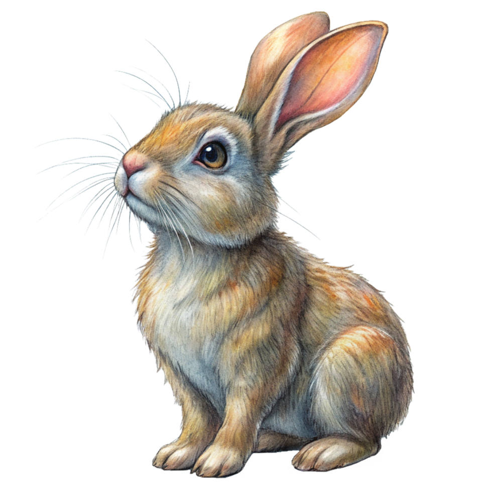 Curious Rabbit Looking Up Hand Drawn Design png