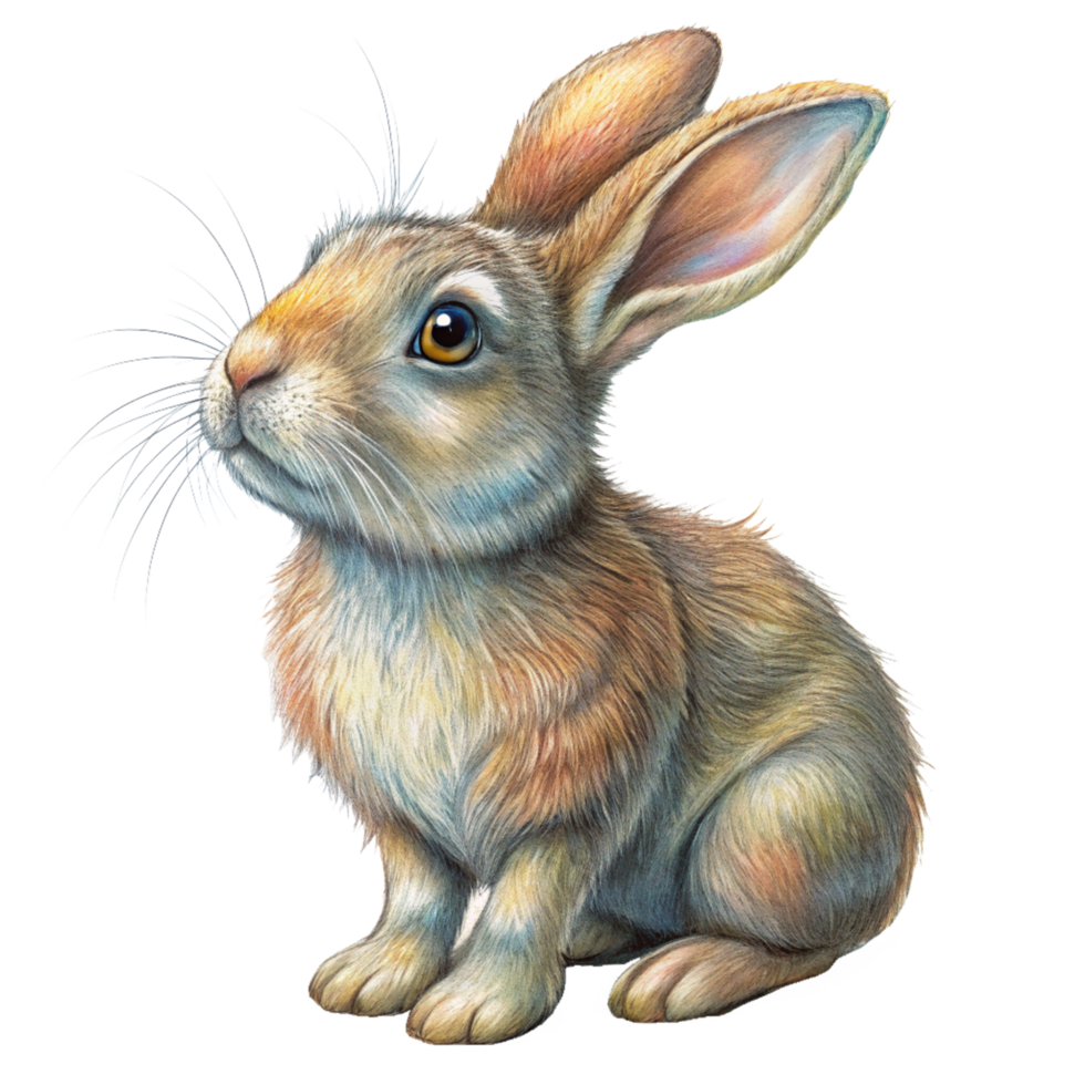 Curious Rabbit Looking Up Hand Drawn Illustration png
