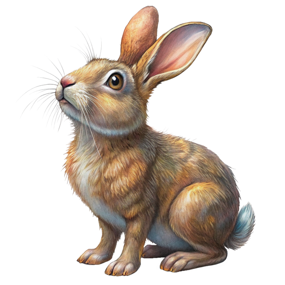 Curious Rabbit Looking Up Hand Drawn Concept png