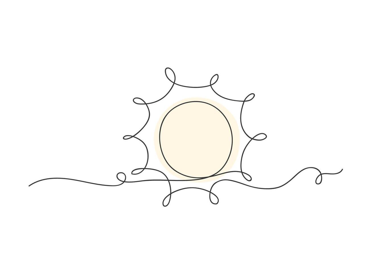 Sun shine continuous one line art isolated illustration. vector