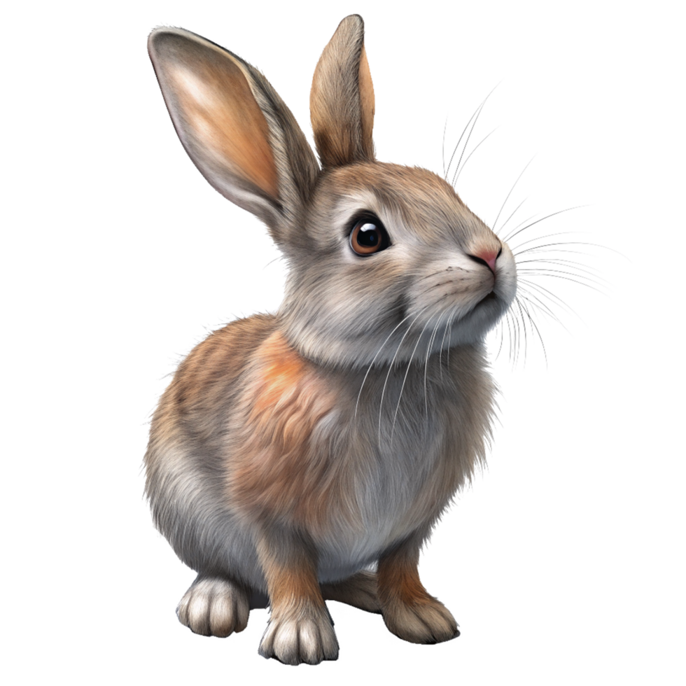 Realistic Curious Rabbit Looking Up Creature png