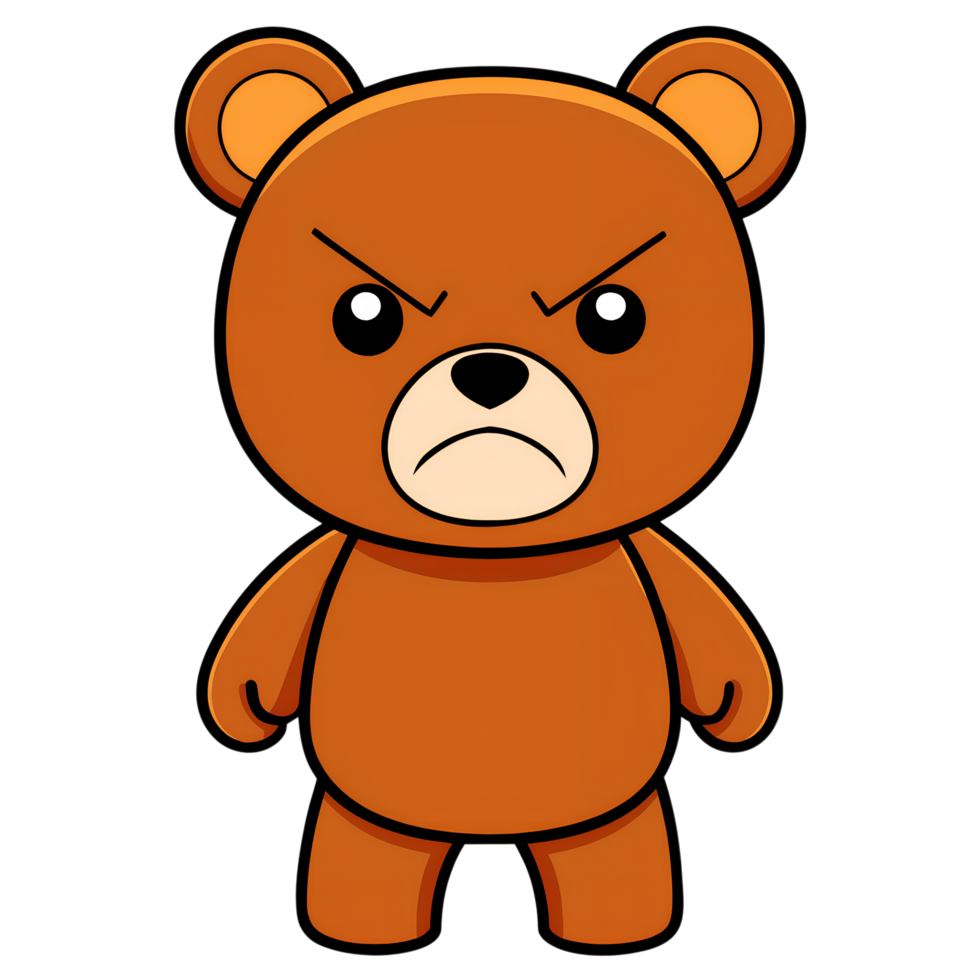 2D cartoon art of a angry Bear toy. png