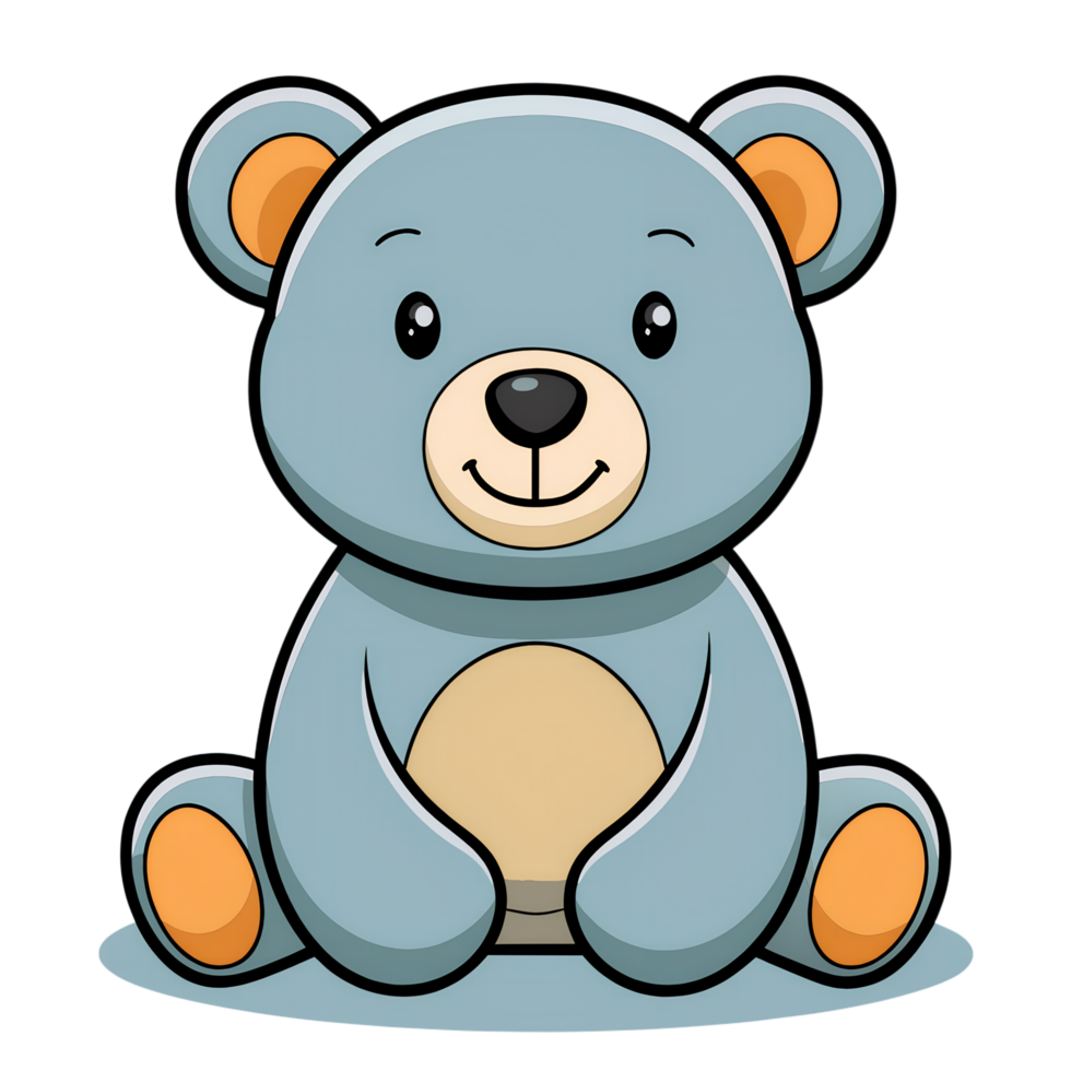 Fluffy blue teddy art for valentine's day gift. png